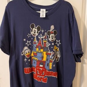Disney Parks Navy short sleeve French terry shirt with Characters and Castle